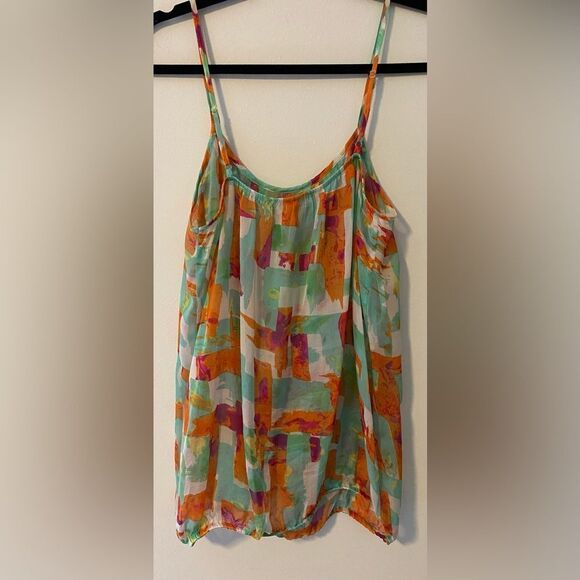 Trinity, Multi Colored Sheer Layered Ruffle Tank w/adjustable Straps - Picture 6 of 8